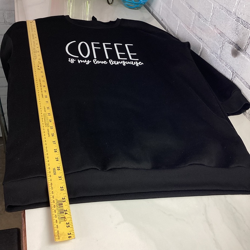 SHEIN Curve Oversized Coffee Is My Love Language Black Sweatshirt Dress 1XL - Picture 11 of 11